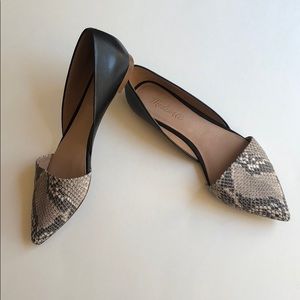Cute Madewell snake print pointed toed flats